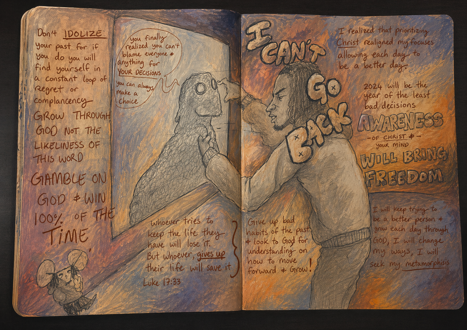 Faith journal spread about growth and awareness