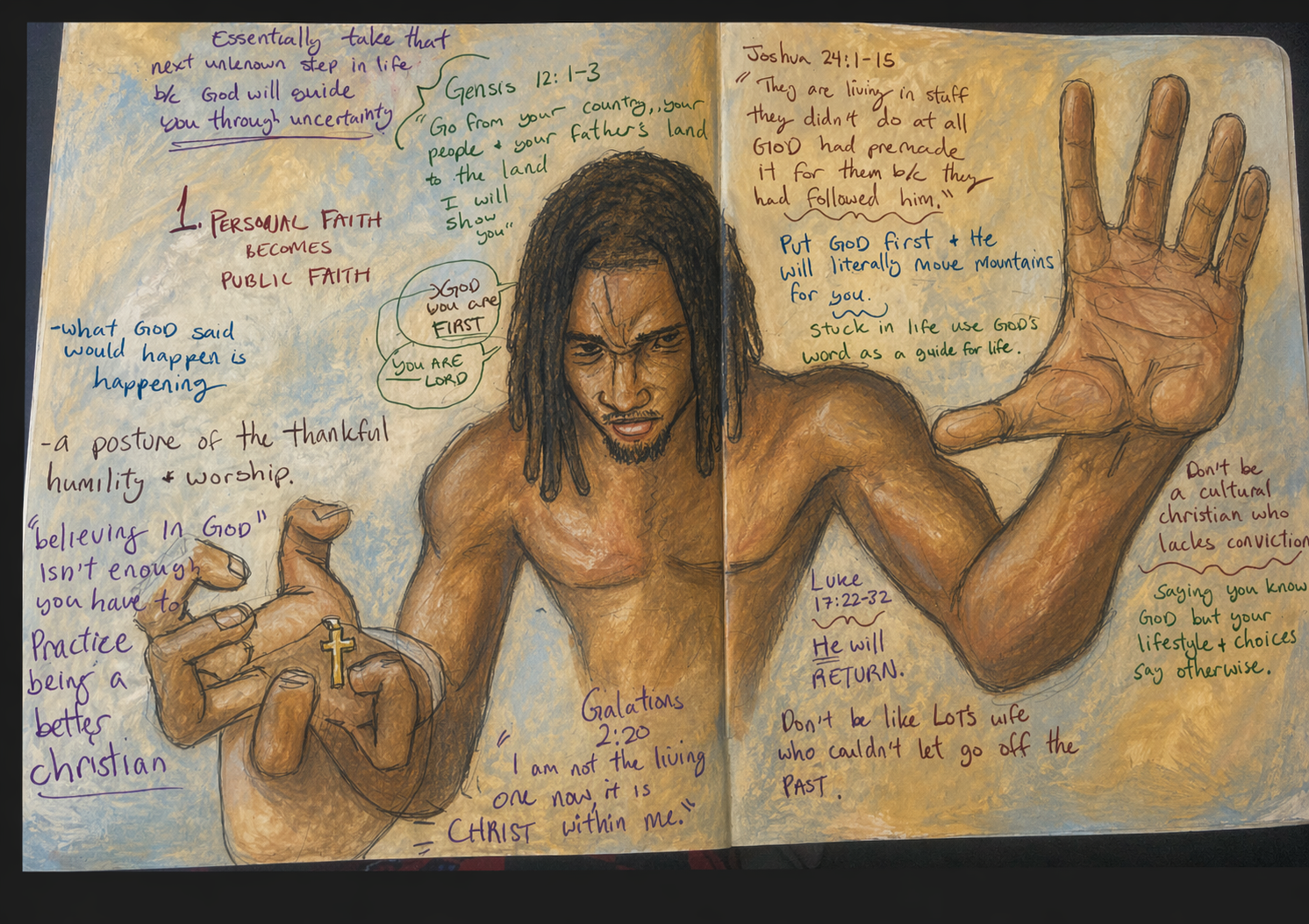 Faith journal spread about personal and public faith