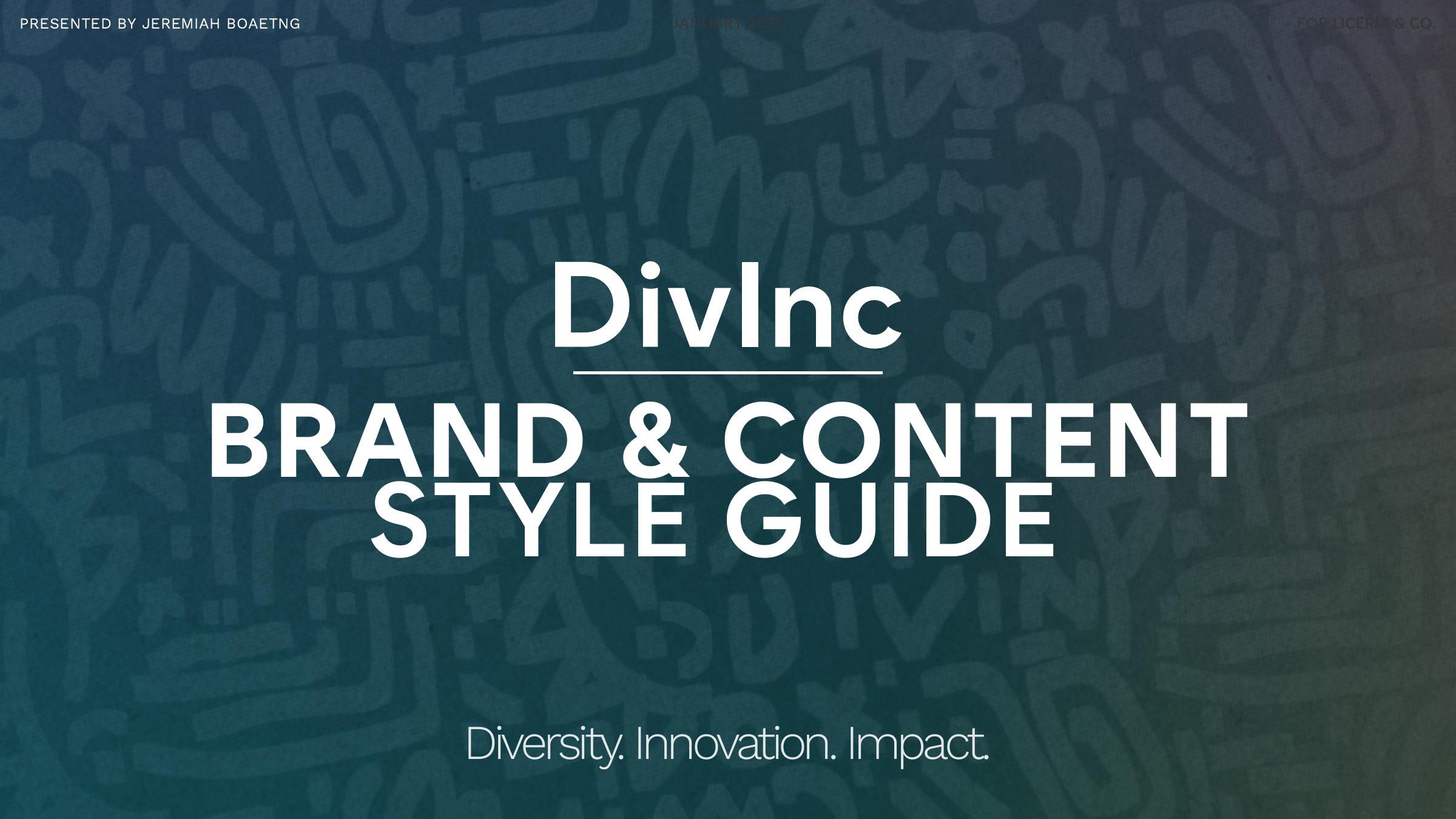 DivInc Brand and Content Style Guide cover