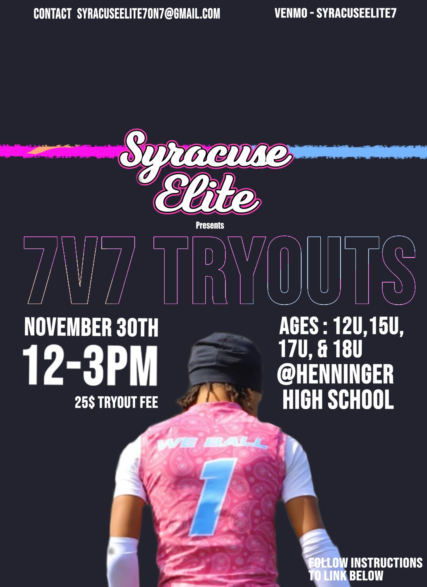 Syracuse Elite 7v7 tryouts promotional poster